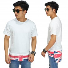 Longline T-Shirt With England Flag White