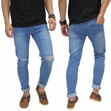 Blue Jeans Ripped On Knee With Ribbon List