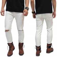 Celana Jeans Ripped On Knee White