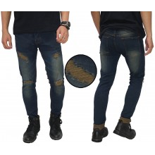Jeans With Thigh And Knee Rips Biowash Brown