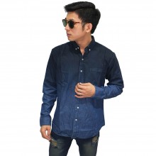 Kemeja Denim Panjang Dark Blue Gradation