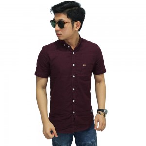 Kemeja Pendek Executive Plain Maroon