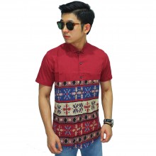 Kemeja Pendek Under Motif Tribal Red