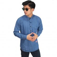 Baju Koko Denim Polos Blue