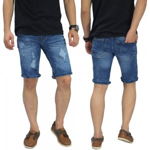 Celana Pendek Denim 3 Ripped Blue
