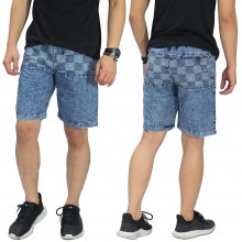Celana Pendek Denim Blocking Square Blue