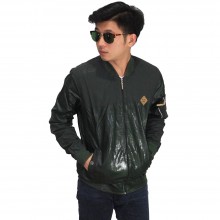 Jaket Bomber Leather Dark Green