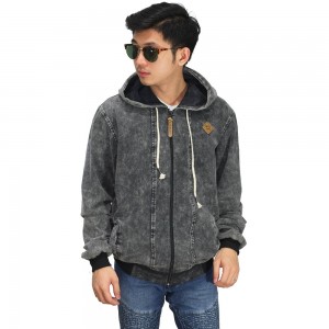 Jaket Hoodie Oversized Black Washed