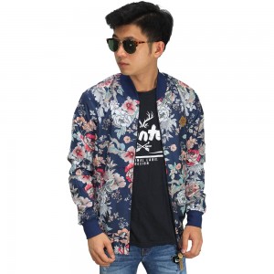 Jaket Parasut Floral Navy