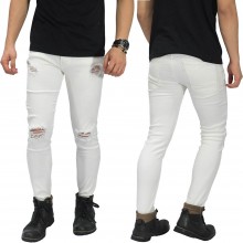 Jeans Ripped On Knee And Thigh White