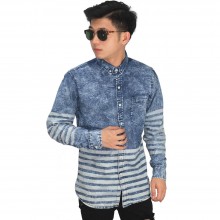 Kemeja Denim Under Stripe Dark Blue