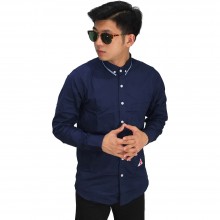 Kemeja Formal Under Collar Stripe Navy