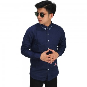 Kemeja Formal Under Collar Stripe Navy