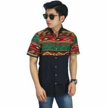 Kemeja Pendek Half Batik Songket Black