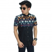 Kemeja Pendek Half Navajo Tribal Black