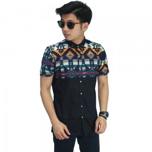 Kemeja Pendek Half Navajo Tribal Black