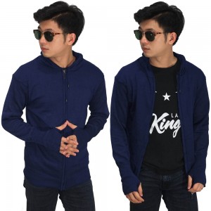 Knit Hoodie Fingerless Navy