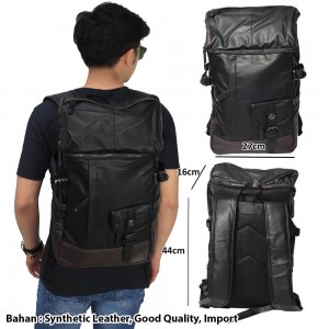 Tas Backpack Fully Leather Black