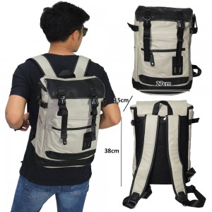 Tas Backpack Leather Meet Canvas Cream