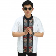 Baju Koko Pendek Bordir Anyaman White