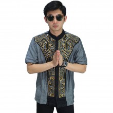 Baju Koko Pendek Bordir Jasko Modern Grey