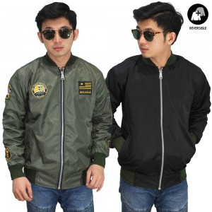 Jaket Bomber Squadron Reversible Dark Green