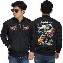 Jaket Bomber Sukajan Japan Dragon Mountain Black