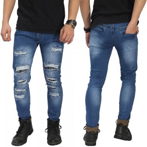 Jeans Ripped Extreme With Patch Kakkoii Dark Blue