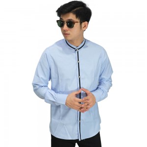 Kemeja Formal Grandad With List Soft Blue