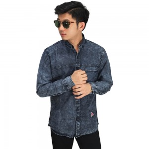 Kemeja Panjang Denim Stone Washed Black