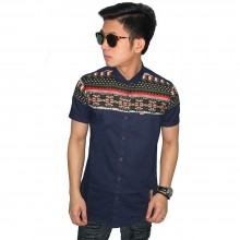 Kemeja Pendek Half Top Tribal Navy