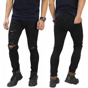 Jeans Skinny Ripped Damage Black