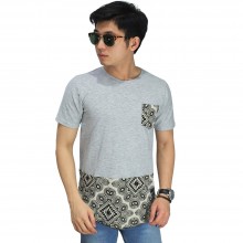 Kaos Kombinasi Geometric Tribal Soft Grey