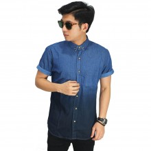 Kemeja Denim Pendek Ombre Blue And Black
