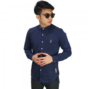 Kemeja Grandad Collar Basic Navy