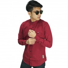 Kemeja Grandad Collar Basic Red