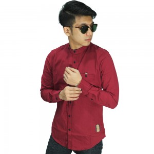 Kemeja Grandad Collar Basic Red