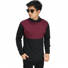 Knit Sweater Two Tone Maroon And Black