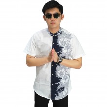 Baju Koko Pendek Mixed Motif White