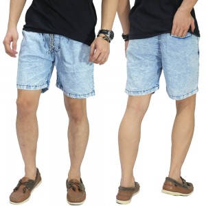 Celana Pendek Denim Acid Wash Soft Blue