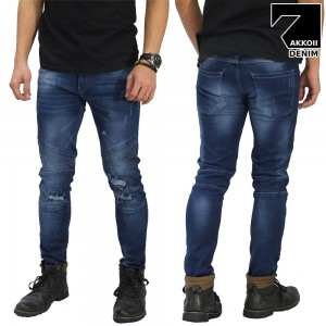Jeans Biker Ripped Dark Blue