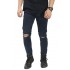 Jeans Ripped On Knee Snow Wash Black