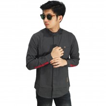 Kemeja Grandad Cuff List Dark Grey