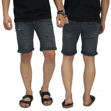 Celana Pendek Jeans 4 Ripped Grey
