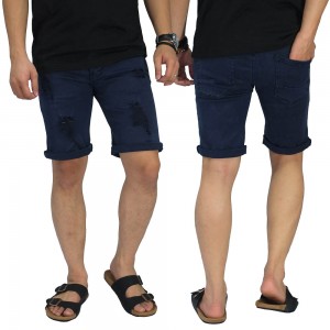 Celana Pendek Jeans 4 Ripped Navy