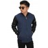 Jaket Bomber Sleeve Leather Navy