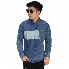 Kemeja Denim Middle Block Blue