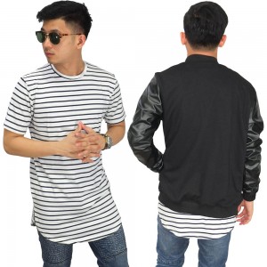 Longline T-Shirt Soft Stripe White