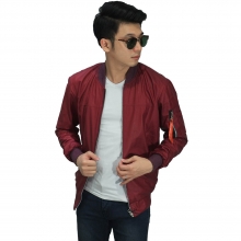 Jaket Bomber Leather Maroon