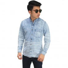 Kemeja Denim Under Stripe Soft Blue